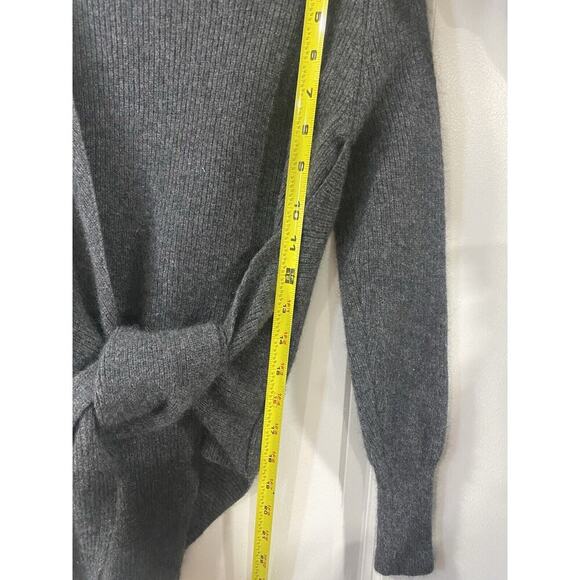 27 Miles 100% Cashmere Sweater XS Gray Pullover Front Tie Knit Lightweight Cozy - Picture 5 of 11
